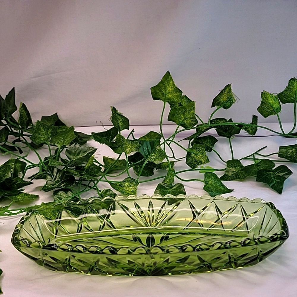 Vintage. 1960 Hazel Atlas Ware. Green Glass. EUC